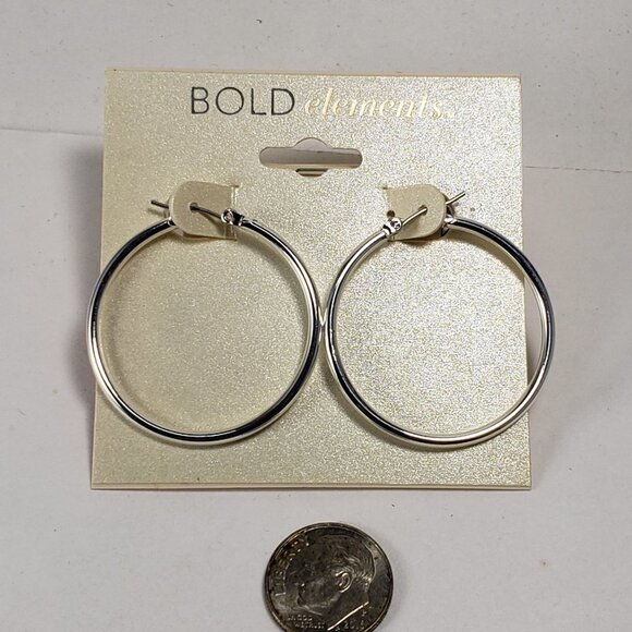 Stylish and Durable Silver-Tone Hoop Earrings w/ Secure Latch-Back Closure Women - Picture 5 of 6